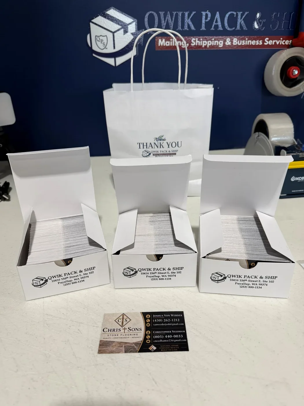 Business card printing example